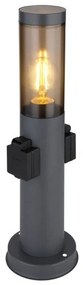 Επιδαπέδιο Φωτιστικό Κολώνα 1xΕ27 45cm IP54 Δύο Πρίζες Boston Ι Globo Lighting-3158SAK-Ανθρακί 3158SAK