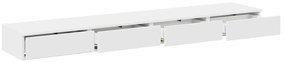 vidaXL Συρτάρια Κρεβατιού Λευκό 200x36,5x16,5 εκ. Μηχανικά Ξύλο
