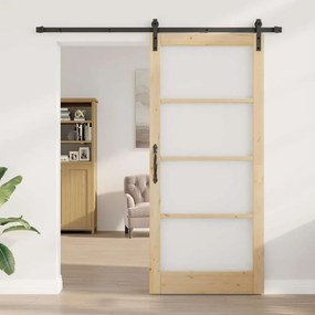 vidaXL Συρόμενη Πόρτα ORKDAL Καφέ 93 x 211 εκ. Μασίφ ξύλο πεύκου