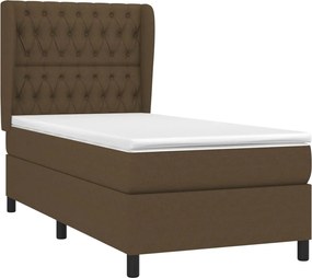 vidaXL Κρεβάτι Boxspring με Στρώμα Σκούρο Καφέ 90x200 εκ. Υφασμάτινο