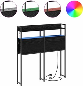 vidaXL Κεφαλάρι Αποθήκης με ράφι Μαύρη δρυς 80 cm Επεξεργασμένο ξύλο