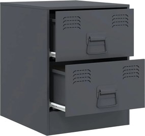 vidaXL Κομοδίνα 2 τεμ. Ανθρακί 34,5 x 39 x 44 εκ. από Χάλυβα