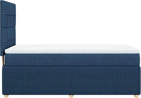 vidaXL Κρεβάτι Boxspring με Στρώμα Μπλε 90x200 εκ.Υφασμάτινο