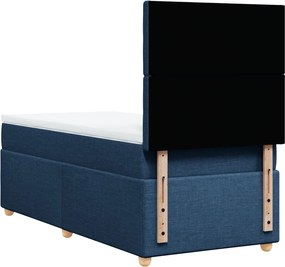 vidaXL Κρεβάτι Boxspring με Στρώμα Μπλε 90x190 εκ.Υφασμάτινο
