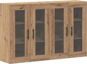 vidaXL Ντουλάπια Τοίχου 2 pcs Βελανιδιά Τέχνη και Μαύρο