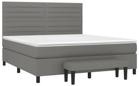 Κρεβάτι Boxspring με Στρώμα Σκούρο Γκρι 180x200 εκ Υφασμάτιν - Γκρι