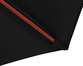 vidaXL Ομπρέλα Μαύρη 300 x 258 εκ. με Ξύλινο Ιστό