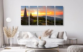 Πρωινή ανατολή εικόνας 5 μερών πάνω από την Ταϊλάνδη - 100x50