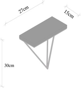 Ράφι Τοίχου Μαύρο / Σκούρα Καρυδιά MISORO 27x15x30