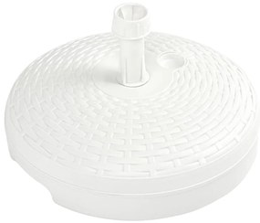 vidaXL Βάση Ομπρέλας Λευκή 20 Λίτρα Πλαστικό Ρατάν για Άμμο / Νερό