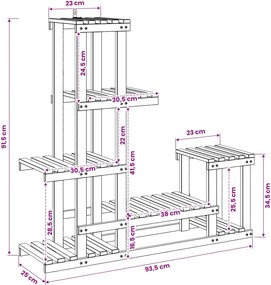 vidaXL Βάση φυτών Λευκός Χρωματισμός 93,5 x 25 x 91,5 εκ.