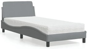vidaXL Κρεβάτι με Στρώμα Dover Ανοιχτό Γκρι 90x190 εκ. Υφασμάτινο