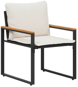 vidaXL Σύνολα επίπλων με μαξιλάρι 3 pcs Μαύρο και Κρεμ Λευκό Ρατάν