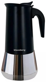 Κουβανέζικη καφετιέρα Klausberg KB 7847, 12 φλιτζάνια, 600 ml, Ανοξείδωτο, Επαγωγική, Μαύρο/Inox