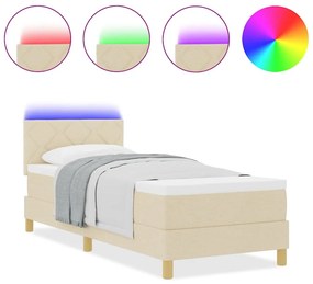 vidaXL Κρεβάτι με ελατήρια με στρώμα Κρεμ 80 x 200 cm ύφασμα