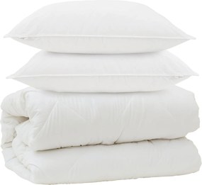 vidaXL Παπλωματοθήκη με Μαξιλάρια με μαξιλάρι 3 pcs Λευκό Μικροΐνες