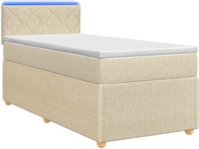 vidaXL Κρεβάτι box spring με στρώμα Κρεμ 80 x 200 cm Ύφασμα