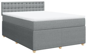 Κρεβάτι Boxspring με Στρώμα Ανοιχτό Γκρι 140x200 εκ. Υφασμάτινο - Γκρι