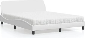 vidaXL Κρεβάτι με Στρώμα Dover Λευκό 160x200εκ.από Συνθετικό Δέρμα