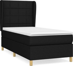 vidaXL Κρεβάτι Boxspring με Στρώμα Μαύρο 80 x 200 εκ. Υφασμάτινο