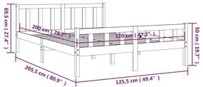 Πλαίσιο Κρεβατιού Καφέ Μελί 120 x 200 εκ. από Μασίφ Ξύλο - Καφέ