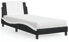 vidaXL Κρεβάτι με Στρώμα Μαύρο και Λευκό 80 x 200 εκ. Συνθετικό Δέρμα