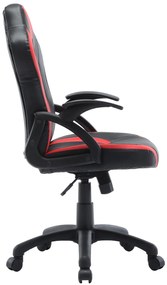 ΚΑΡΕΚΛΑ ΓΡΑΦΕΙΟΥ GAMING ΜΕ ΜΠΡΑΤΣΑ -ΕΠΙΦΑΝΕΙΑ PU- ΚΟΚΚΙΝΟ ΜΑΥΡΟ