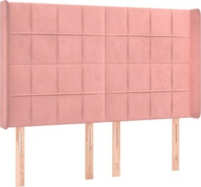 vidaXL Κρεβάτι Boxspring με Στρώμα &amp; LED Ροζ 140x200 εκ. Βελούδινο