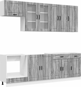 vidaXL Μονάδα κουζίνας PORTO 8 pcs Γκρι Sonoma Επεξεργασμένο Ξύλο