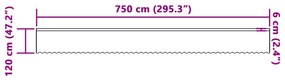 vidaXL Κουρτίνες με κουρτίνες Floral Λευκό 750 x 120 εκ. Πολυεστέρας