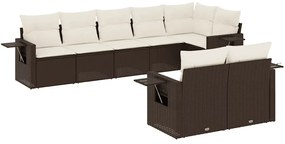 vidaXL Σαλόνι Κήπου Σετ 8 Τεμαχίων Καφέ Συνθετικό Ρατάν με Μαξιλάρια