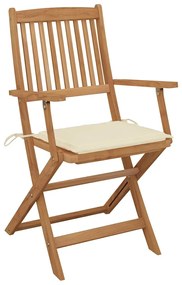 vidaXL Καρέκλες Κήπου Πτυσσόμενες 6 τεμ Μασίφ Ξύλο Ακακίας &amp; Μαξιλάρια