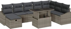 vidaXL Σετ Καναπέ Κήπου 9 pcs Γκρι συνθετικό ρατάν