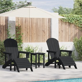 vidaXL Καρέκλες Adirondack με Πόδια 2 τεμ Μαύρο HDPE