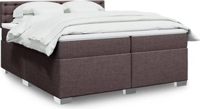 vidaXL Κρεβάτι Boxspring με Στρώμα Σκούρο Καφέ 200x200 εκ. Υφασμάτινο