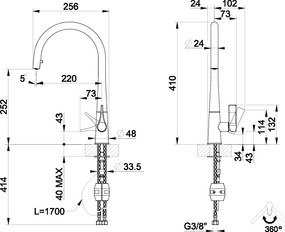 Gessi Proton 17153 Inox - Μπαταρία Κουζίνας με Ντους