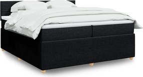 vidaXL Κρεβάτι Boxspring με Στρώμα Μαύρο 200x200 εκ. Υφασμάτινο
