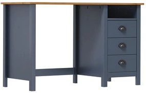 vidaXL Γραφείο Hill με 3 Συρτάρια Γκρι 120x50x74 εκ Μασίφ Ξύλο Πεύκου