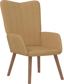 vidaXL Πολυθρόνα Relax Καφέ Βελούδινη με Σκαμπό