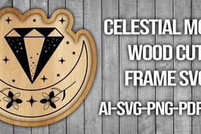 Σετ των 2 Intra απο ξύλο plywood 3mm-4mm πάχος Πλαίσιο κοπής ξύλου Celestial Moon Δίασταση 20x30 cm INTRAFABR-46087958