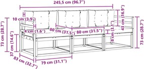 vidaXL Σειρά Καναπέ Εξωτερικού 3 pcs Άσπρο και Ανθρακί Πολυεστέρας