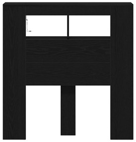 vidaXL LED κεφαλάρι με ράφι Μαύρη δρυς 100 x 18.5 x 103.5 εκ.