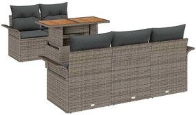 vidaXL Σετ Καναπέ Κήπου με αποθήκευση 6 pcs Γκρι Πολυ ράταν
