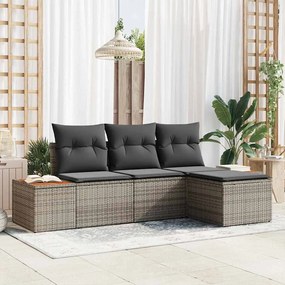 vidaXL Σετ Καναπέ Κήπου με μαξιλάρι 4 pcs Γκρι Πολυ Ρατάν