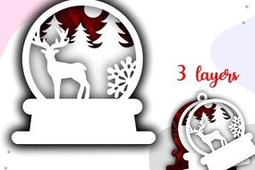 Intra απο ξύλο plywood 3mm-4mm πάχος Τρισδιάστατα χριστουγεννιάτικα στολίδια με στρώματα ελαφιού Δίασταση 8x8 cm INTRAFABR-46565832