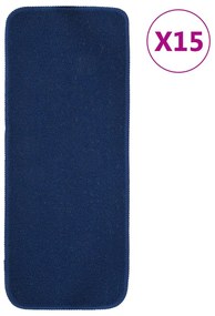 vidaXL Πατάκια Σκάλας Αντιολισθ. Ορθογώνια 15 τεμ. Ναυτ.Μπλε 60x25 εκ.