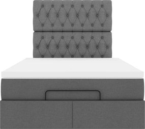 vidaXL Οθωμανικό κρεβάτι με στρώμα Σκούρο γκρι 120x190 cm Ύφασμα