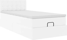vidaXL Ottoman Κρεβάτι με στρώματα &amp; LED Καθαρό Λευκό Faux Leather