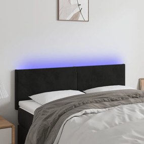 Κεφαλάρι Κρεβατιού LED Μαύρο 144x5x78/88 εκ. Βελούδινο - Μαύρο