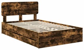 vidaXL Σκελετός Κρεβατιού Καπνιστό Δρύς 120 x 190 cm Μηχανήματος Ξύλο